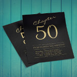 Budget 50th Birthday Invitation Black Gold Flyer<br><div class="desc">Verfijnde en elegante uitnodiging van de manuscriptverjaardag. LAGE BUDGET INVITATION FLYERS. *** OPMERKING: deze budgetoptie is een flyer (geen enveloppen inbegrepen) dus de lage prijs - De SATIN-optie is de dikkere keuze. Het ontwerp heeft een extra sjabloon aan de achterzijde (ja, toegevoegde waarde!) voor extra details zoals RSVP, richtingen enz....</div>