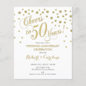 Budget 50th Jubileum - Gold & White Invitation Flyer (Voorkant)