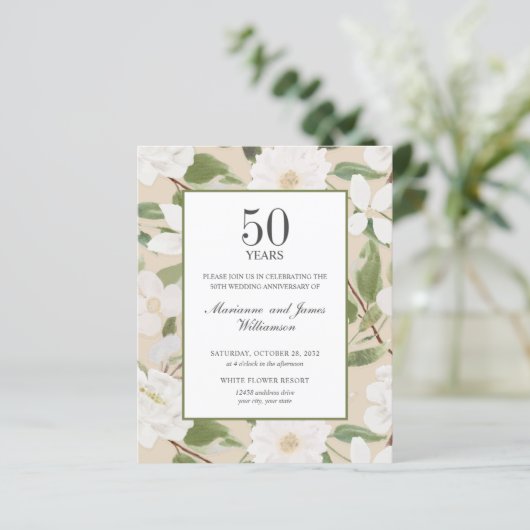 Budget 50th Jubileum White Flowers iory (Staand voorkant)