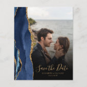Budget 5-Foto Navy Blue Gold Agaat Save the Date (Voorkant)