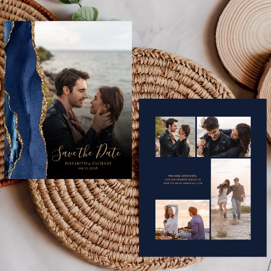 Budget 5-Foto Navy Blue Gold Agaat Save the Date