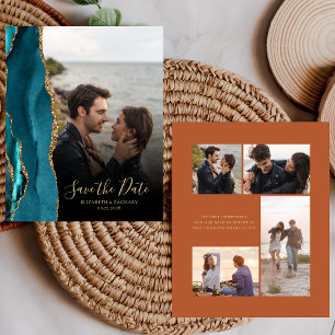 Budget 5-Foto Teal Goud Agaat Roest Save the Date