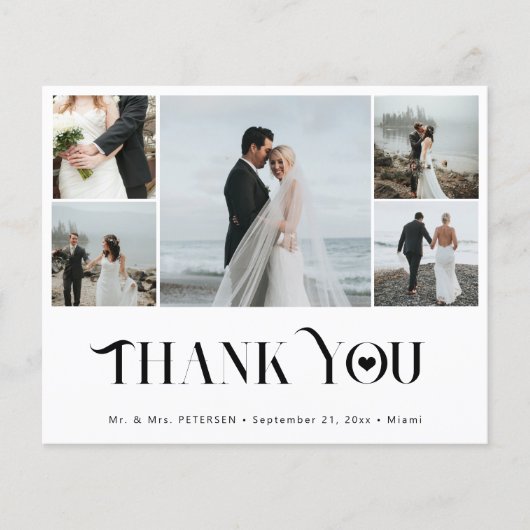 Budget 5 fotocollage moderne bruiloft dank u flyer (Voorkant)