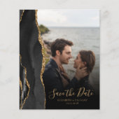 Budget 5-Photo Black Gold Agate Save the Date Kaar (Voorkant)
