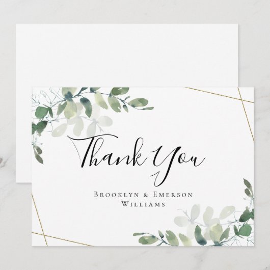 BUDGET 5x7 Eucalyptus Weddenschap Dank je Notitiekaartje (Voorkant / Achterkant)