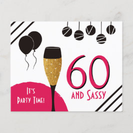 Budget 60 Sassy Artsy Pink Black Gold Uitnodiging