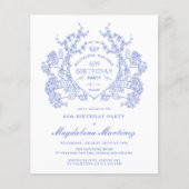 BUDGET 60e Verjaardag Blauwe Bloemkam (Voorkant)