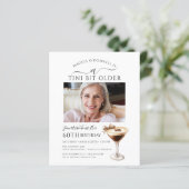 BUDGET 60e verjaardag Foto Espresso Martini Uitnod (Staand voorkant)