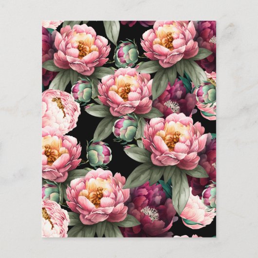 Budget 60e verjaardag Moody Bloemen Uitnodiging Flyer (Achterkant)