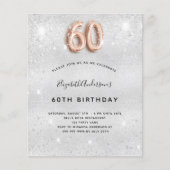 Budget 60e verjaardag zilveren roos gouduitnodigin (Voorkant)