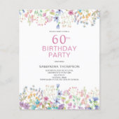Budget 60ste verjaardag Roze bloemen uitnodiging Flyer (Voorkant)