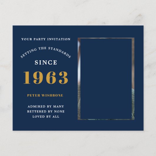 Budget 60th Birthday Invitation 1963 Naam Foto Flyer (Voorkant)