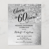 Budget 60th Wedding Jubileum Silver Uitnodiging Flyer (Voorkant)