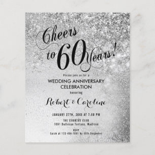 Budget 60th Wedding Jubileum Silver Uitnodiging Flyer