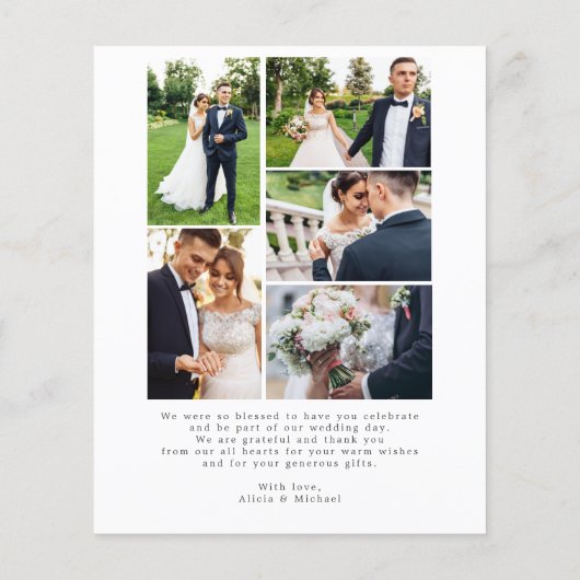 Budget 6 foto collage bruiloft bedankje (Achterkant)