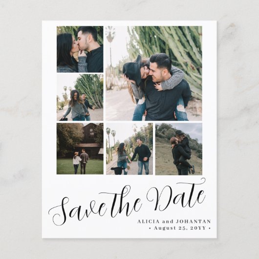 Budget 6 multi foto collage bruiloft opslaan van d flyer (Voorkant)