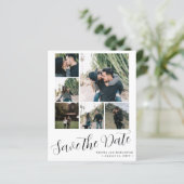 Budget 6 multi foto collage trouw save the date (Staand voorkant)