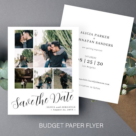 Budget 6 multi foto collage trouwkaart save the da flyer