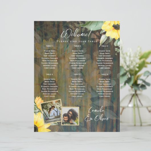 BUDGET 6 Tafel Rustiek Hout ZONNEBLOEMEN FOTO STOE (Staand voorkant)