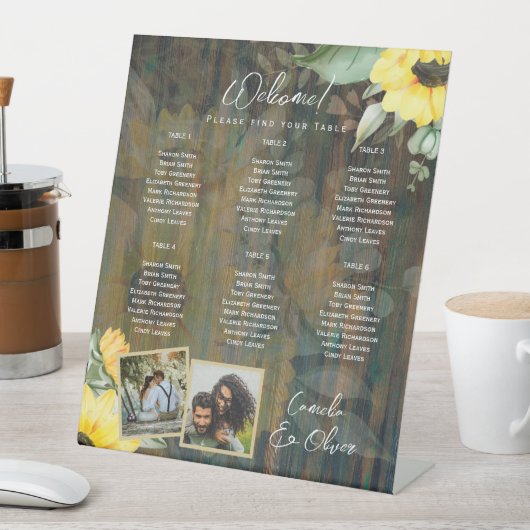 BUDGET 6 Tafel Rustiek Hout ZONNEBLOEMEN FOTO STOE Reclamebord Met Voetstuk (Insitu)