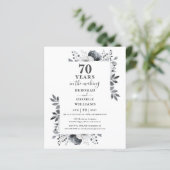 Budget 70e bruiloft Jubileum Bloemen Uitnodigen (Staand voorkant)