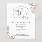 Budget 70e Jubileum Hart Bloemenuitnodiging (Voorkant)