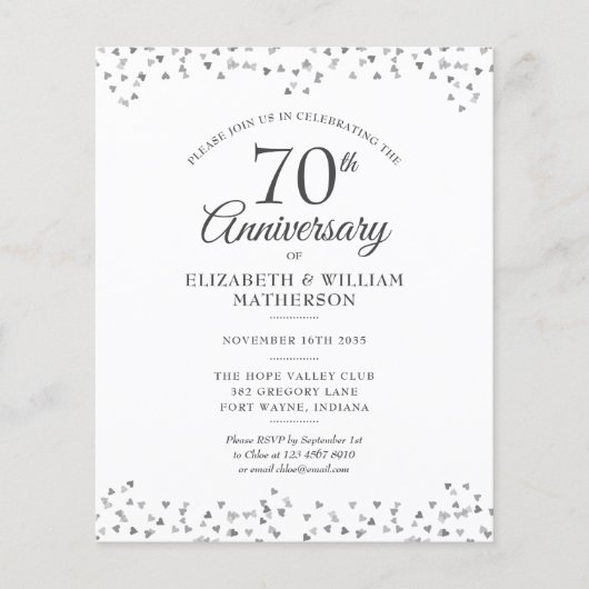 Budget 70e Jubileum Hearts Invitation (Voorkant)