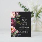 Budget 70e verjaardag Moody Bloemen Uitnodiging (Staand voorkant)