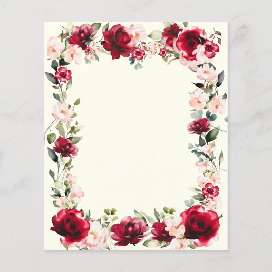 BUDGET 70e verjaardag Red Rose Pink Peony Invite (Achterkant)