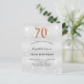 Budget 70e verjaardag zilveren roos gouduitnodigin (Staand voorkant)