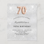 Budget 70e verjaardag zilveren roos gouduitnodigin (Voorkant)