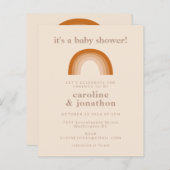 Budget 70s Rainbow Terracotta Baby shower Invite (Voorkant / Achterkant)