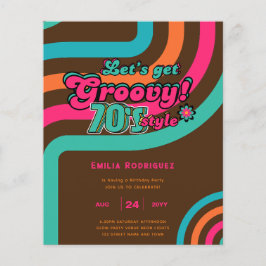 BUDGET 70's Retro Disco Verjaardag Boogie Groovy Flyer