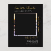 Budget 70th Birthday Black Uitnodiging Flyer (Voorkant)