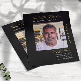 Budget 70th Birthday Black Uitnodiging Flyer