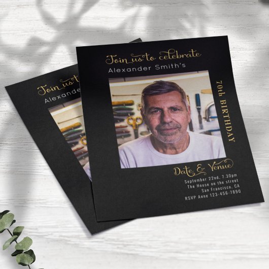 Budget 70th Birthday Black Uitnodiging Flyer