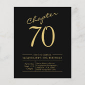 Budget 70th Birthday Invitation Black Gold Flyer (Voorkant)