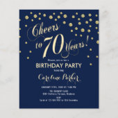 Budget 70th Birthday Party - Gold Navy Invitation Flyer (Voorkant)
