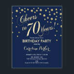 Budget 70th Birthday Party - Gold Navy Invitation Flyer<br><div class="desc">Budget 70th Birthday Party Invitation Flyer. Elegant design in faux glitter Gold en marine. Cheers tot 70 jaar! *** Let erop dat dit ontwerp wordt afgedrukt op een zeer dun flyerpapier en niet met enveloppen. Ideaal voor een budgetuitnodiging. Als u op zoek bent naar hetzelfde ontwerp maar dikker papier, bezoek...</div>