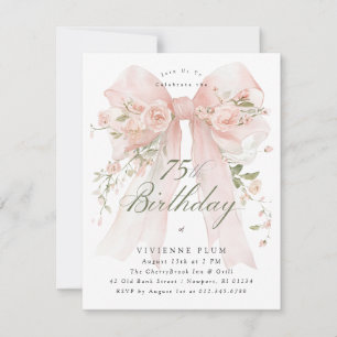 BUDGET 75e verjaardagsfeest Elegante Roze Bloemen Kaart
