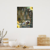BUDGET 7Tafel Rustic Hout ZONNEBLOEMEN FOTO ZITTEN Poster (Keuken)