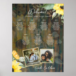 BUDGET 7Tafel Rustic Hout ZONNEBLOEMEN FOTO ZITTEN Poster