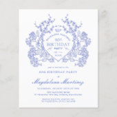 BUDGET 80e Verjaardag Blauwe Bloemkam (Voorkant)