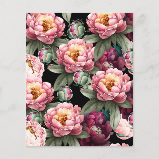 Budget 80e verjaardag Moody Bloemen Uitnodiging (Achterkant)