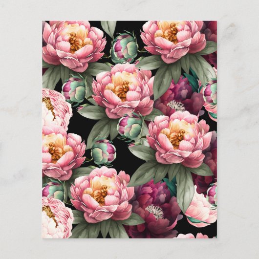 Budget 80e verjaardag Moody Bloemen Uitnodiging Flyer (Achterkant)