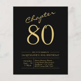 Budget 80th Birthday Invitation Black Gold Flyer