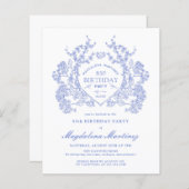 BUDGET 85e Verjaardag Blauwe Bloemkam (Voorkant / Achterkant)