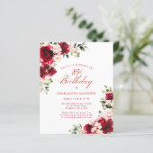 BUDGET 85th Birthday Red Pink Rose Invitation (Staand voorkant)