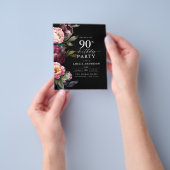 Budget 90e verjaardag Moody Bloemen Uitnodiging Flyer (Hand)
