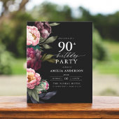 Budget 90e verjaardag Moody Bloemen Uitnodiging Flyer